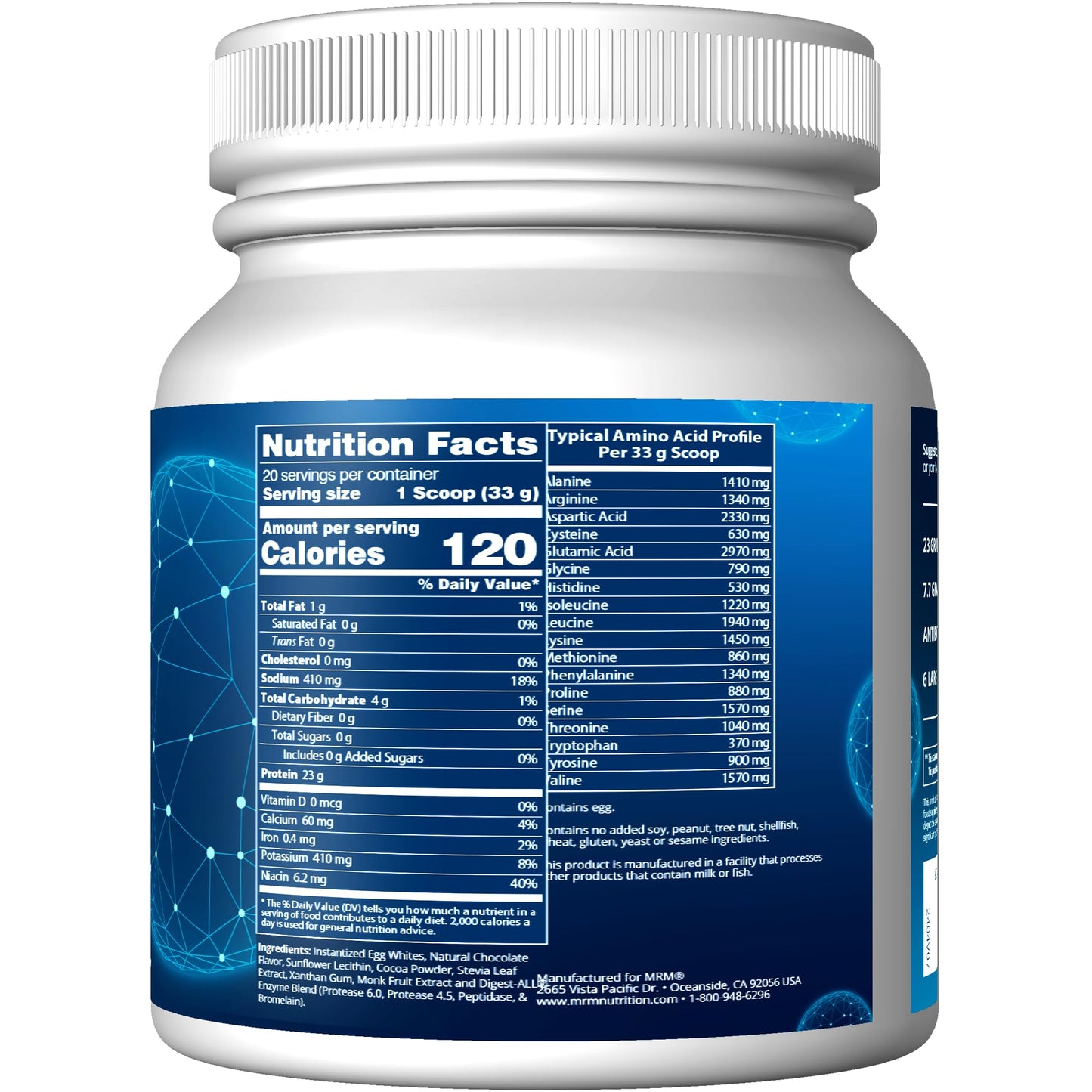 MRM Nutrition Egg White Protein | Vanilla Flavored | 23g Fat-Free Protein | with Digestive enzymes | Highest Biological Value | Clinically Tested | 20 Servings - Nirvana Guru