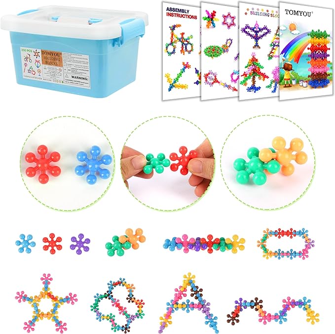 TOMYOU 200 Pieces Building Blocks Kids STEM Toys Educational Discs Sets Interlocking Solid Plastic for Preschool Boys and Girls Aged 3+, Safe Material Creativity nirvanaguru