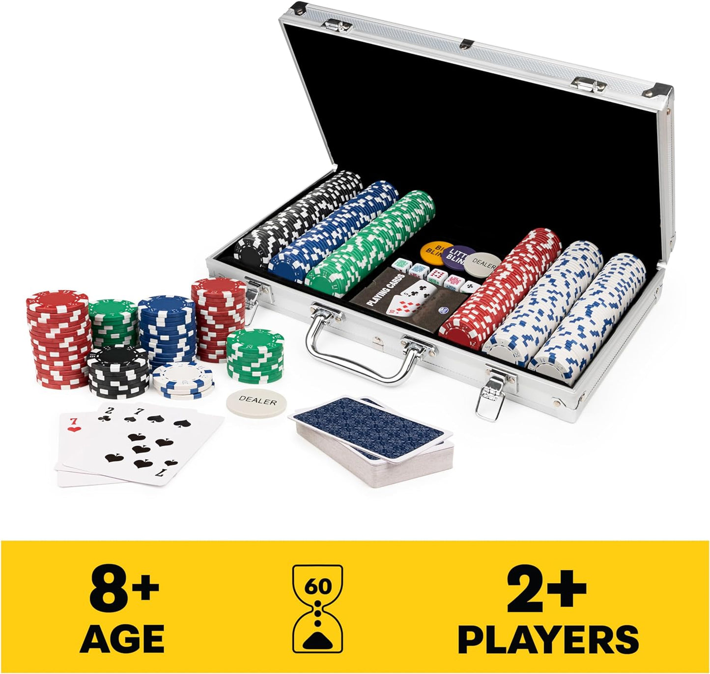 Spin Master Games, Cardinal Classics, 300-Piece Poker Set with Aluminum Carrying Case & Professional Weight Chips & Poker Dice, for Ages 8+ Nirvana Guru