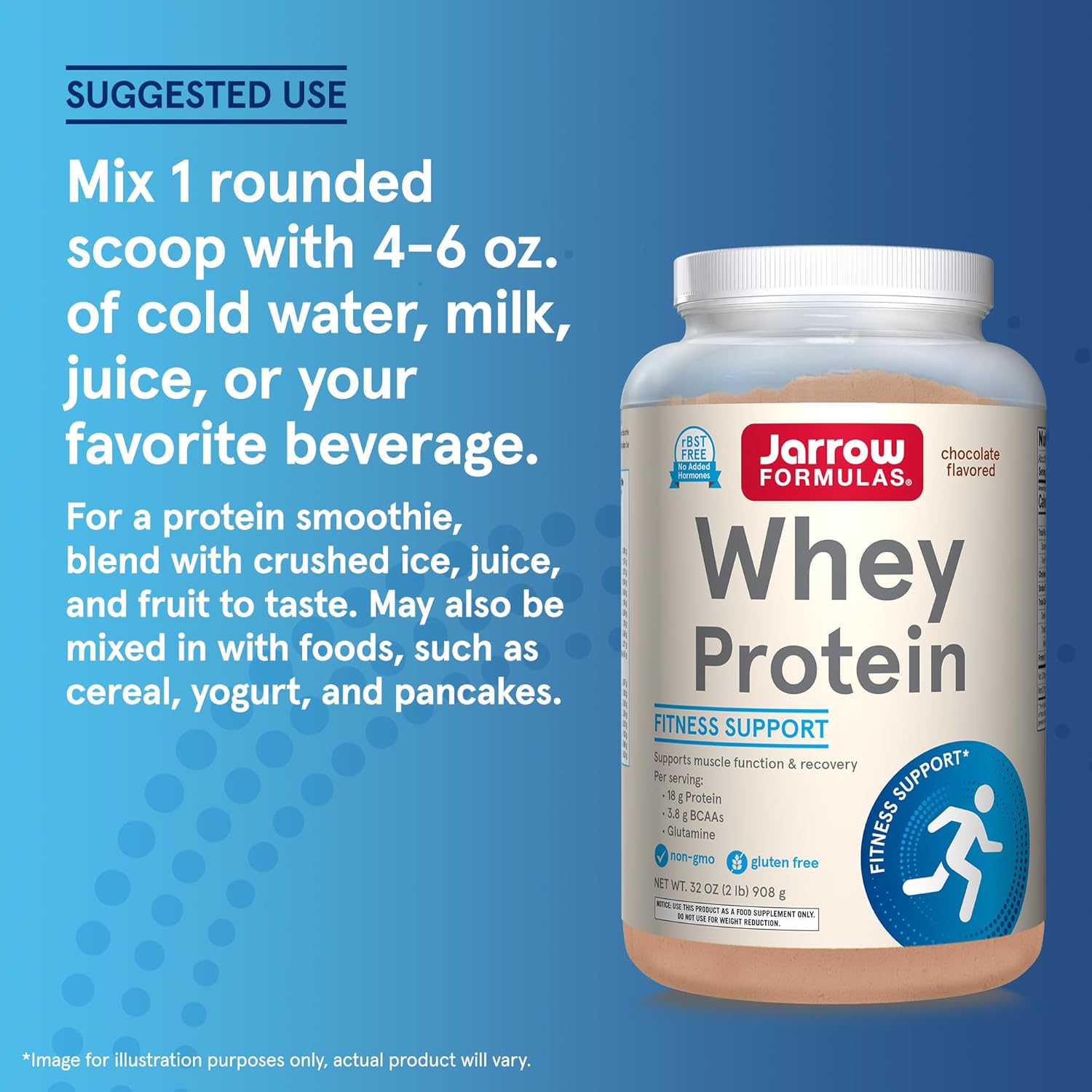 Jarrow Formulas Whey Protein With 18 g of Protein, 3.8 g of BCAAs, and Glutamine, Dietary Supplement for Muscle Function and Recovery Support, 32 oz Unflavored Powder, Approximately 38 Day Supply - Nirvana Guru