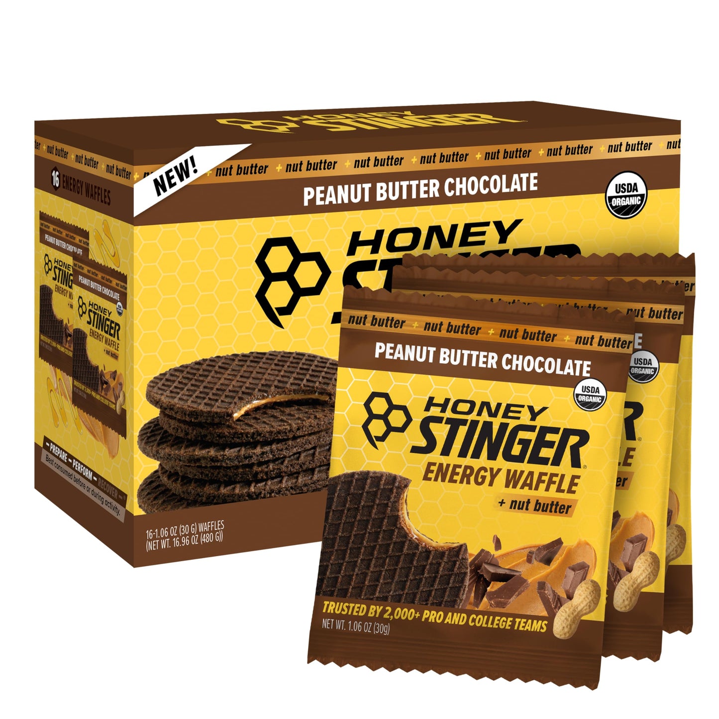 Honey Stinger Organic Honey Waffle Energy Stroopwafel for Exercise, Endurance and Performance Sports Nutrition for Home & Gym, Pre and Post Workout Box of 16 Waffles, 16.96 Ounce (Pack of 16)