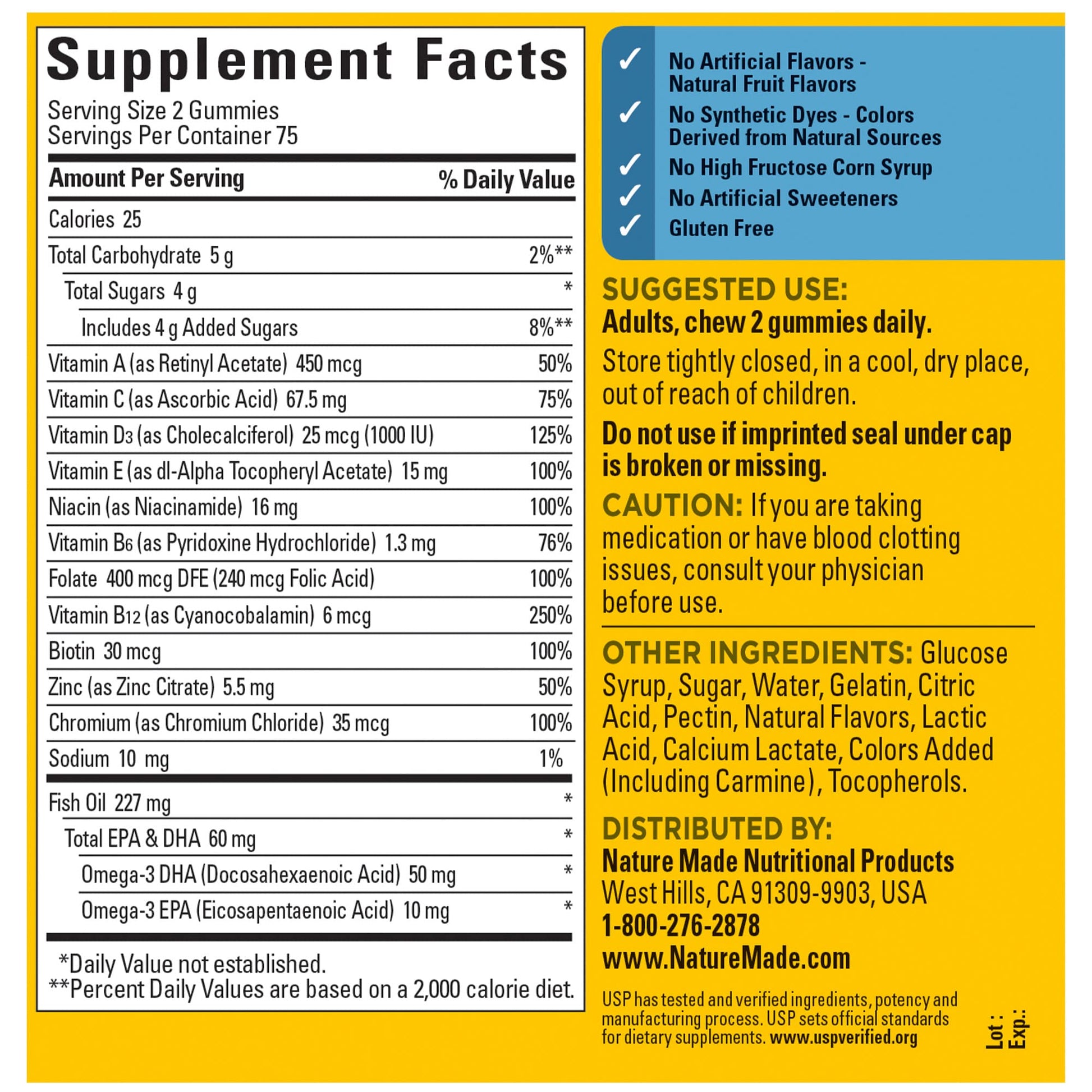 Nature Made Multivitamin for Him with Omega-3, Mens Multivitamins for Daily Nutritional Support, Multivitamin for Men, 80 Gummy Vitamins and Minerals, 40 Day Supply - Nirvana Guru