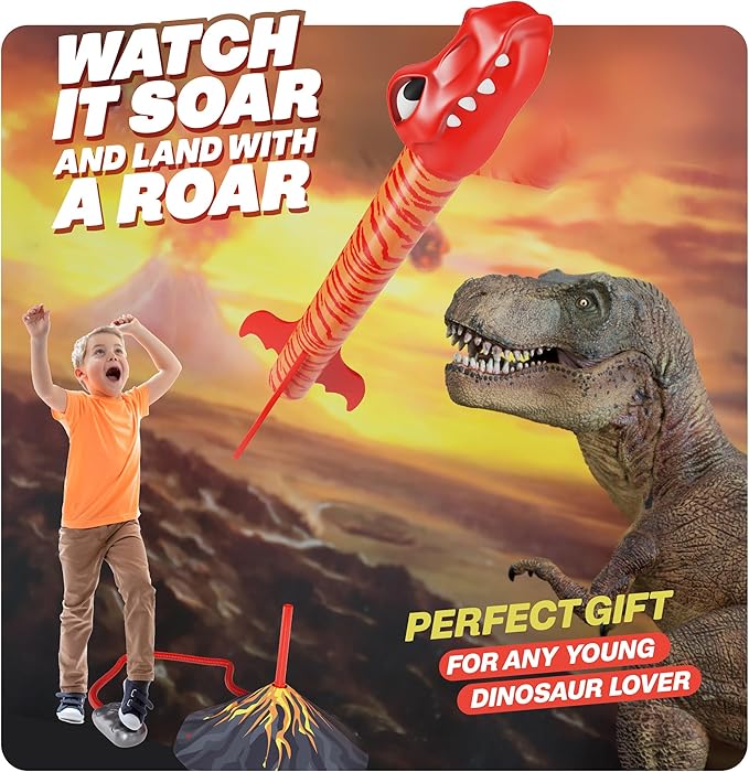 Dinosaur Toy Rocket Launcher for Kids - Toys for Kids 3-5 5-7 4-6 - Outdoor Toys for Kid Ages 4-8 - 3 4 Year Old Boy Birthday Gift - Gifts for Boys Age 3 4 5 6 Years - Outside Toy for Toddlers nirvanaguru