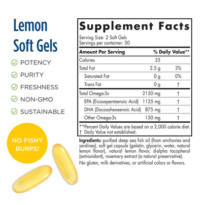 Nordic Naturals ProOmega 2000, Lemon Flavor - 120 Soft Gels - 2150 mg Omega-3 - Ultra High-Potency Fish Oil - EPA & DHA - Promotes Brain, Eye, Heart, & Immune Health - Non-GMO - 60 Servings - Nirvana Guru