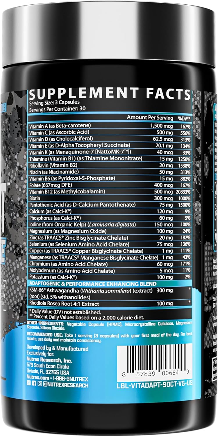 Nutrex Research Anabol Hardcore & Vitadapt Complete Sports Multivitamin with KSM-66 Ashwagandha Nirvana Guru
