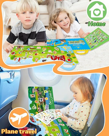 Reusable Sticker Book for Toddlers 2-4 Years, Stickers for Kids, Toddler Sticker Book Ages 1-3, Toddler Craft Activities, Toddlers Travel Toys Ages 2+ Boy Girl Birthday Gifts nirvanaguru
