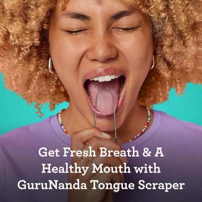 GuruNanda Tongue Scraper for Adults (2 Pack) with Travel Case, 420 Medical-Grade 100% Stainless Steel Tongue Cleaner, Aids in Fresh Breath & Oral Care Nirvana Guru