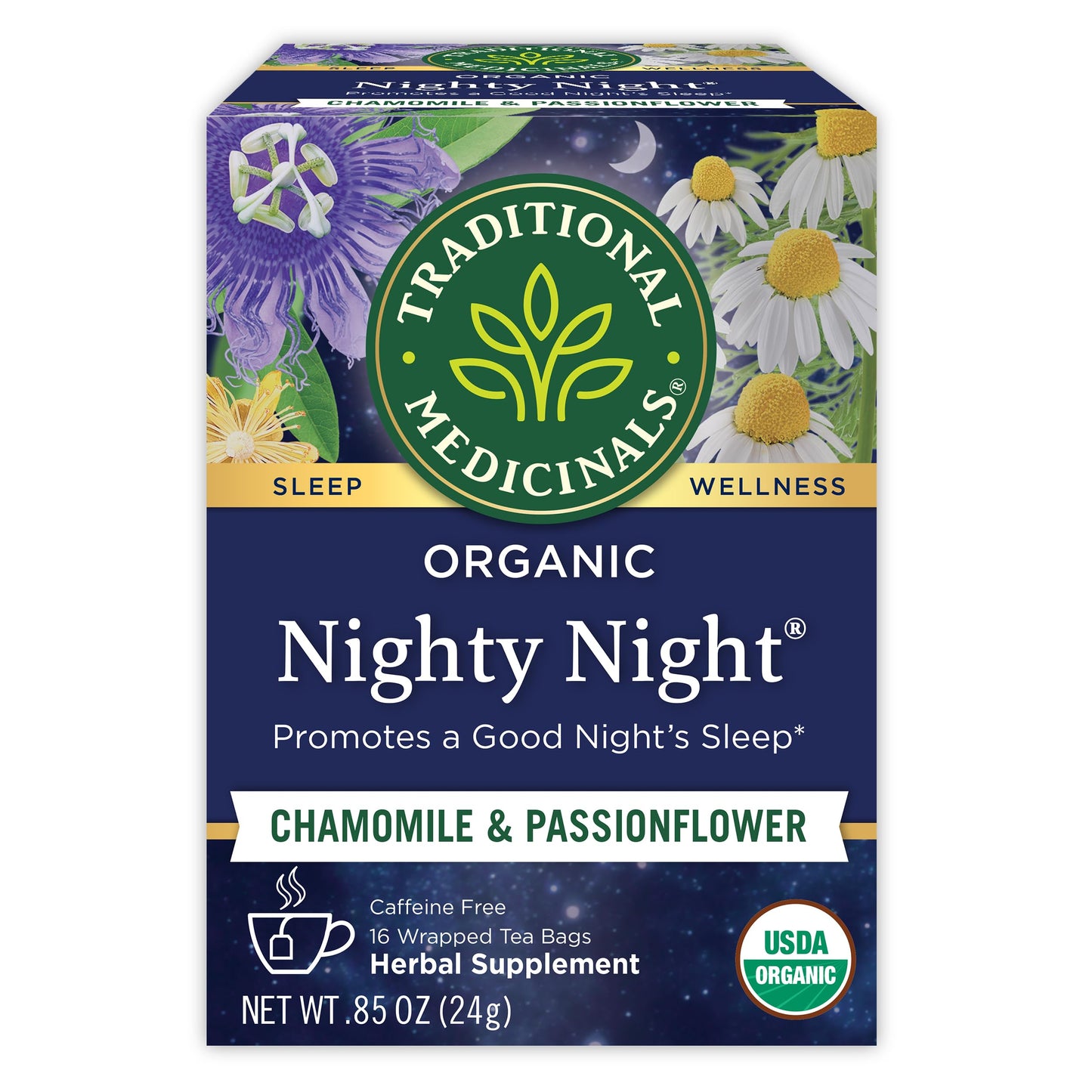 Traditional Medicinals Organic Nighty Night Extra Tea With Valerian Root for Relaxation, 16 Tea Bags (Pack of 1) - Nirvana Guru