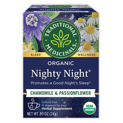 Traditional Medicinals Organic Nighty Night Extra Tea With Valerian Root for Relaxation, 16 Tea Bags (Pack of 1) - Nirvana Guru