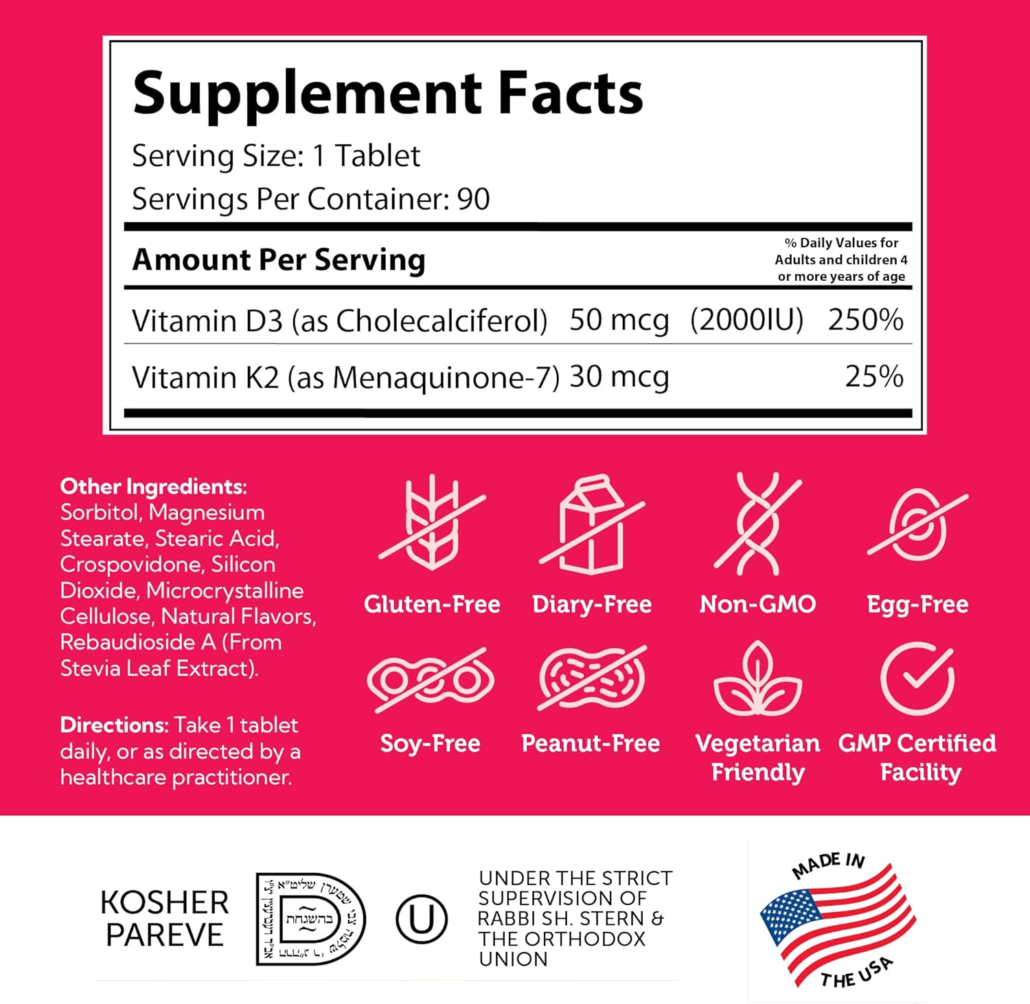 Zahler - Junior Vitamin D3 + K2 Chewable Tablets for Kids| Vitamin D for Kids 2000 IU | Delicious Vitamin D K2 Chews to Support Healthy Bones & Teeth - Kosher, Less Sugar Than Gummies (90 Count) - Nirvana Guru
