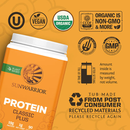 Brown Rice Protein Powder with Bcaa & Amino Acids Raw Rice Protein Shake Gluten Free Low Carb Dairy Free | Plant Based Classic Sprouted Brown Rice Protein Powder Natural 375g by Sunwarrior - Nirvana Guru