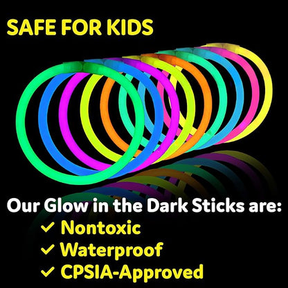 PartySticks Glow Sticks Party Supplies 100pk - 8 Inch Glow in the Dark Light Up Sticks Party Favors, Glow Decorations, Neon Party Glow Necklaces and Glow Bracelets with Connectors nirvanaguru