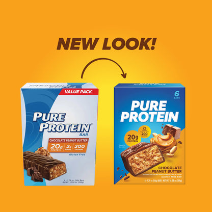 Pure Protein Bars, High Protein, Nutritious Snacks to Support Energy, Low Sugar, Gluten Free, Chocolate Deluxe, 1.76 oz., 12 Count(Pack of 1) (Packaging may vary)