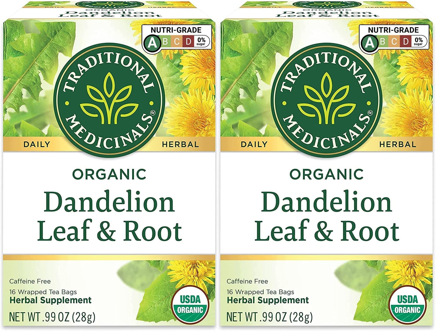 Traditional Medicinals Tea, Organic Dandelion Leaf & Root, Supports Kidney Function & Healthy Digestion, 16 Tea Bags - Nirvana Guru