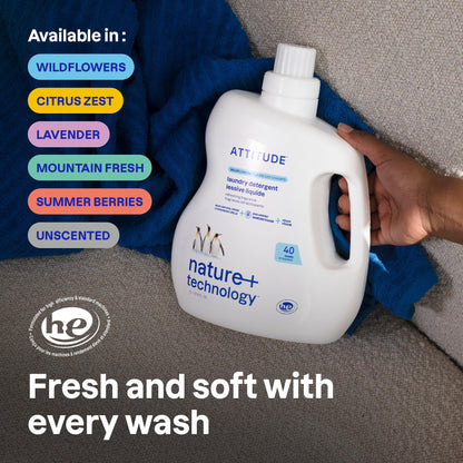 ATTITUDE Liquid Laundry Detergent, EWG Verified, HE Compatible, Plant-Based & Vegan, Natural Laundry Soap, Mountain Fresh Scent, 40 Loads, 67.6 Fl Oz Nirvana Guru