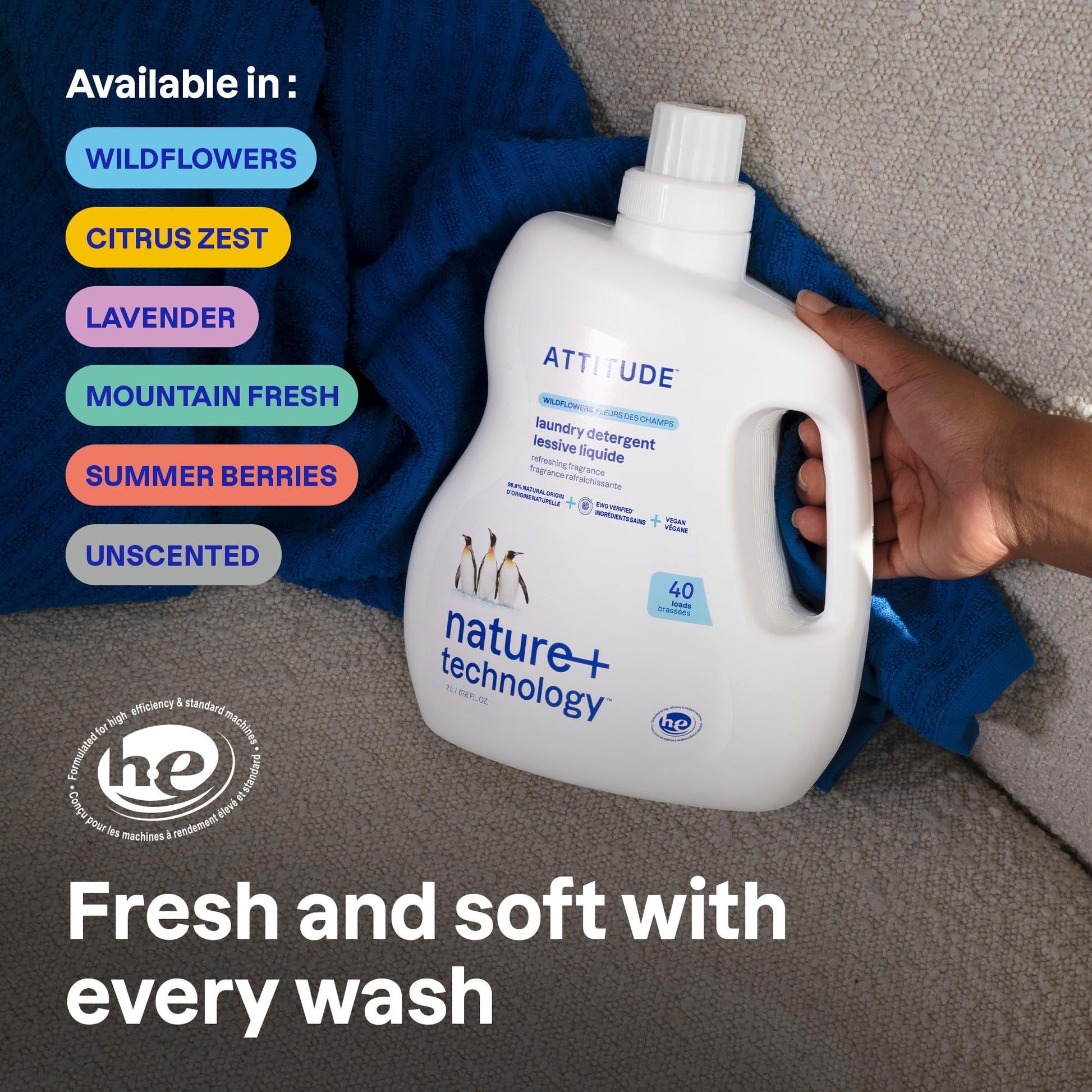 ATTITUDE Liquid Laundry Detergent, EWG Verified, HE Compatible, Plant-Based & Vegan, Natural Laundry Soap, Mountain Fresh Scent, 40 Loads, 67.6 Fl Oz Nirvana Guru