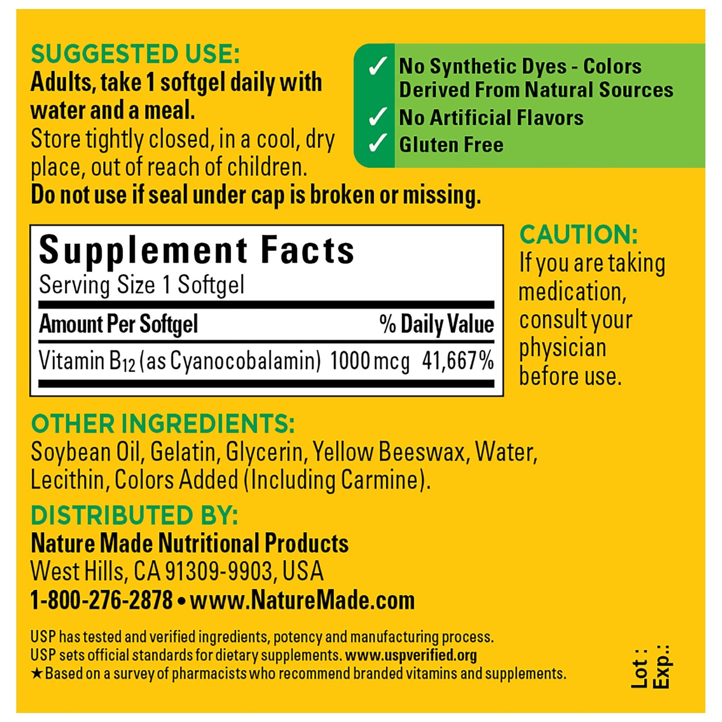 Nature Made Vitamin B12 1000 mcg, Dietary Supplement for Energy Metabolism Support, 150 Softgels, 150 Day Supply - Nirvana Guru