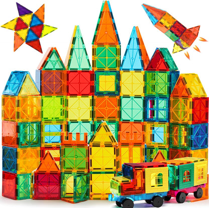 FNJO Magnetic Tiles, 100PCS Building Blocks, STEM Magnets Building Toy Set, Preschool Kindergarten Construction Stacking Toy, School Teacher Supplies, Classroom Must Haves Nirvana Guru