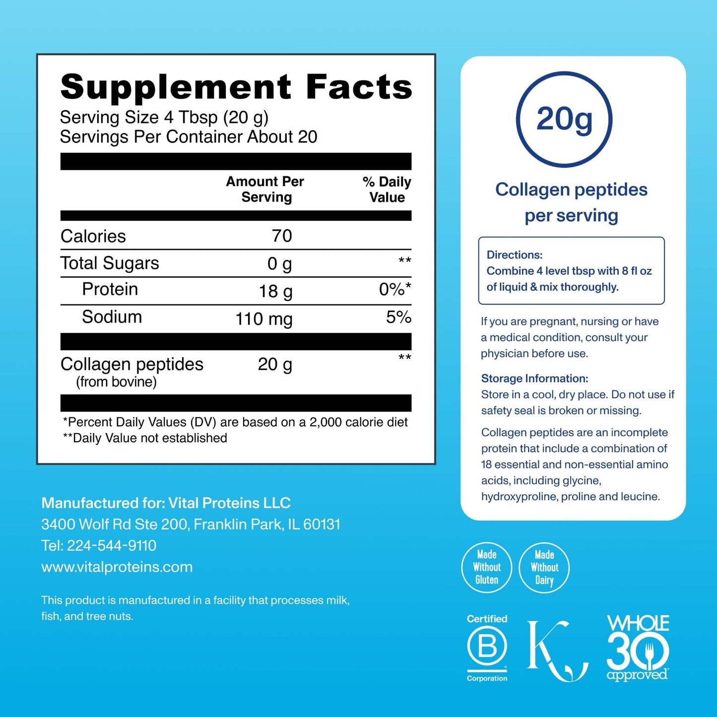 Vital Proteins Collagen Peptides Powder - Supports Hair, Nail, Skin, Bone & Joint Health, Unflavored, Collagen Protein 9.33 OZ - Nirvana Guru