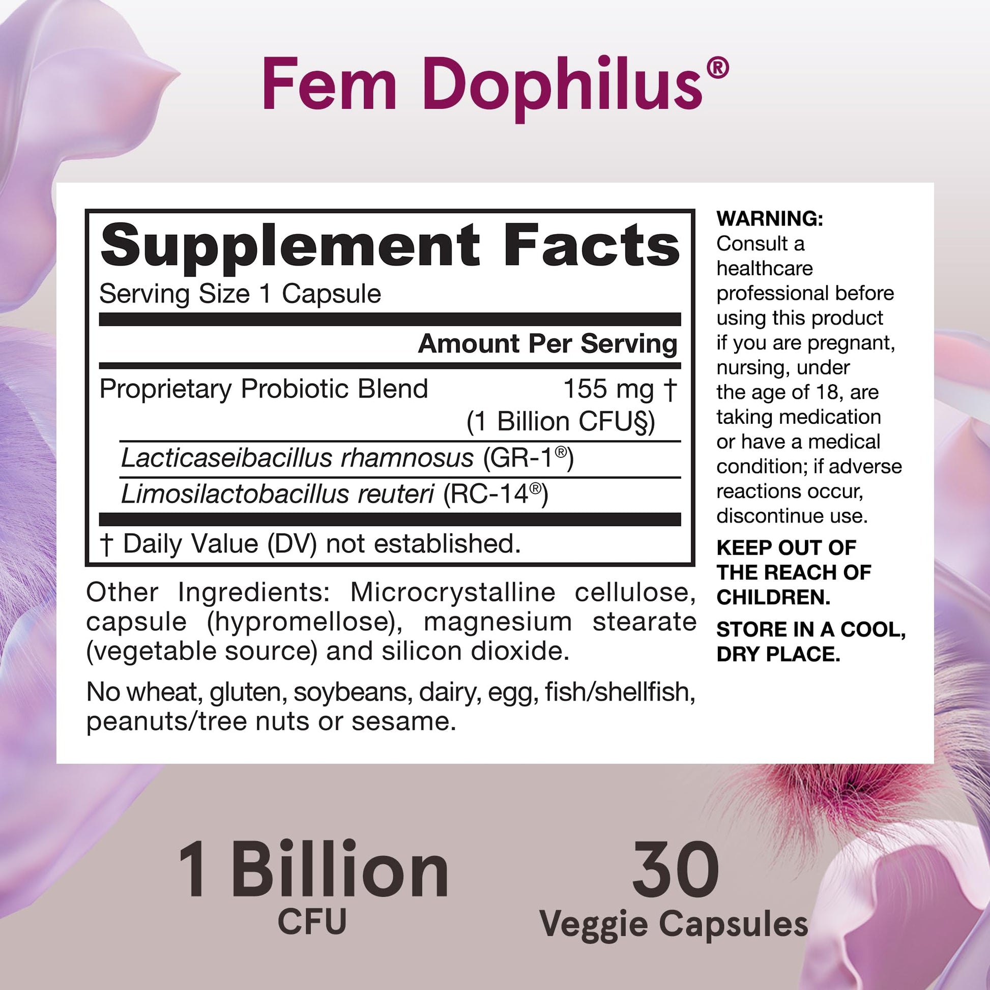Jarrow Formulas Fem-Dophilus Probiotics 1 Billion CFU With 2 Clinically Effective Strains, Dietary Supplement for Vaginal Health and Urinary Tract Health, 60 Veggie Capsules, 60 Day Supply - Nirvana Guru