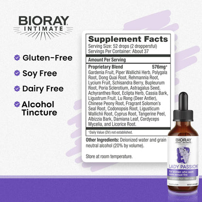 BIORAY Intimate Lady Passion - 2 fl oz - Female Energizing Tonic - Non-GMO, Gluten Free Nirvana Guru