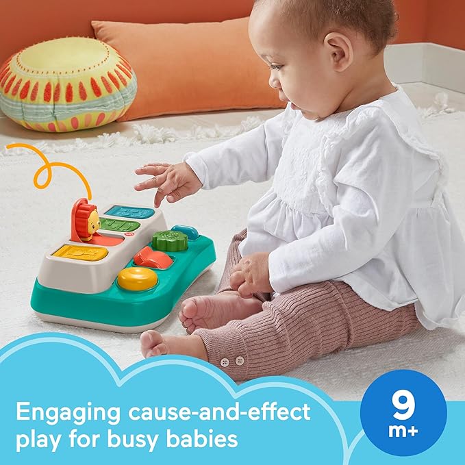 Fisher-Price Baby Early Learning Toy with Fine Motor Activities for Cause-and-Effect Play, Busy Buddies Pop-Up nirvanaguru