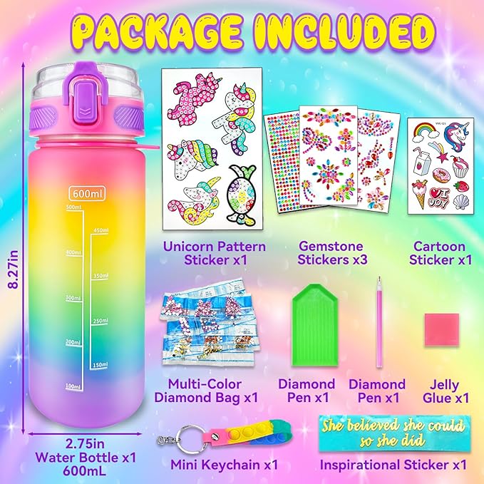 EDSPORTSHOUSE Decorate Your Own Water Bottle Kits for Girls Age 4-6-8-10,Unicorn Painting Crafts,Fun Arts and Crafts Gifts Toys for Girls Birthday Christmas(Unicorn) nirvanaguru