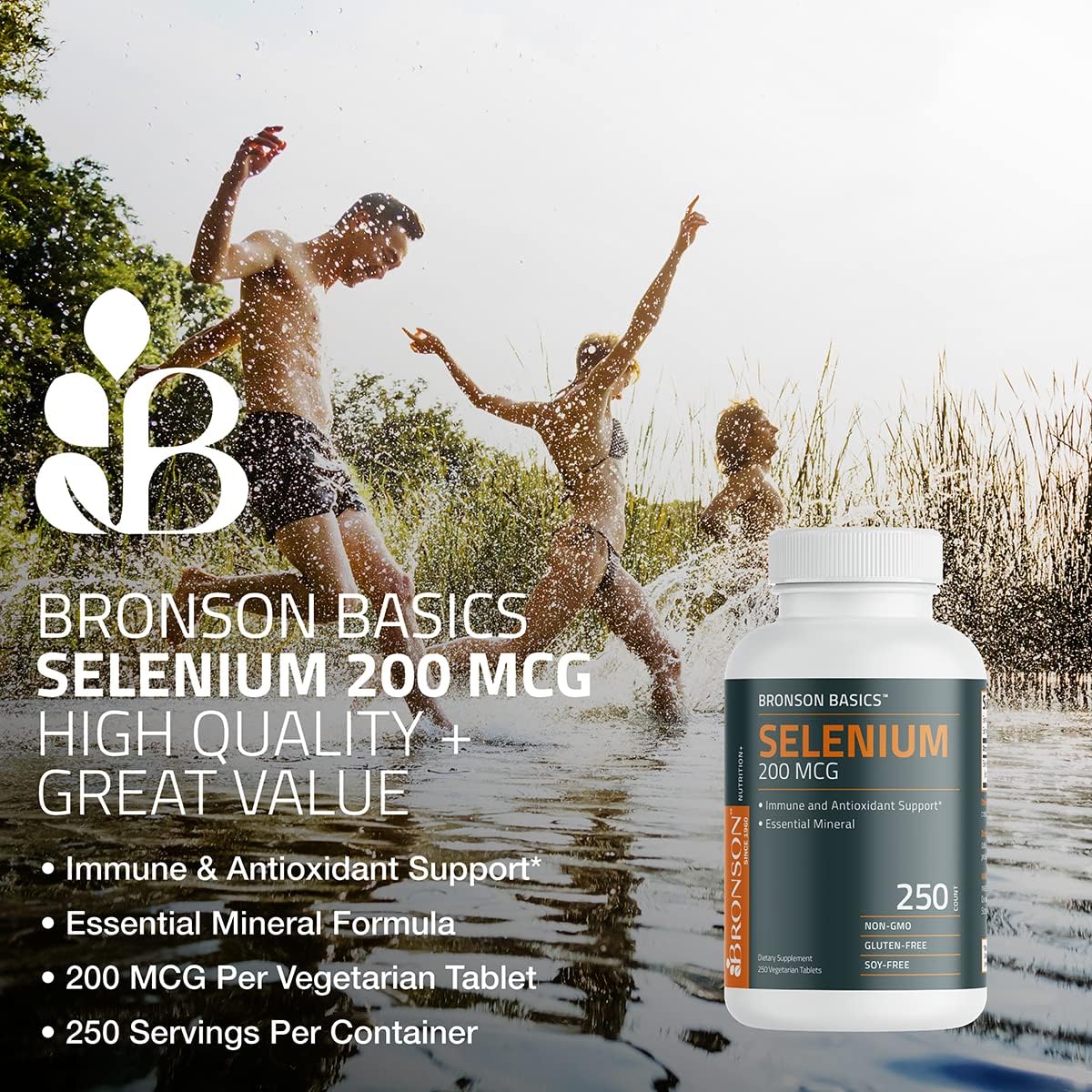 Bronson Selenium 200 mcg Immune & Antioxidant Support Essential Mineral, 250 Vegetarian Tablets Nirvana Guru