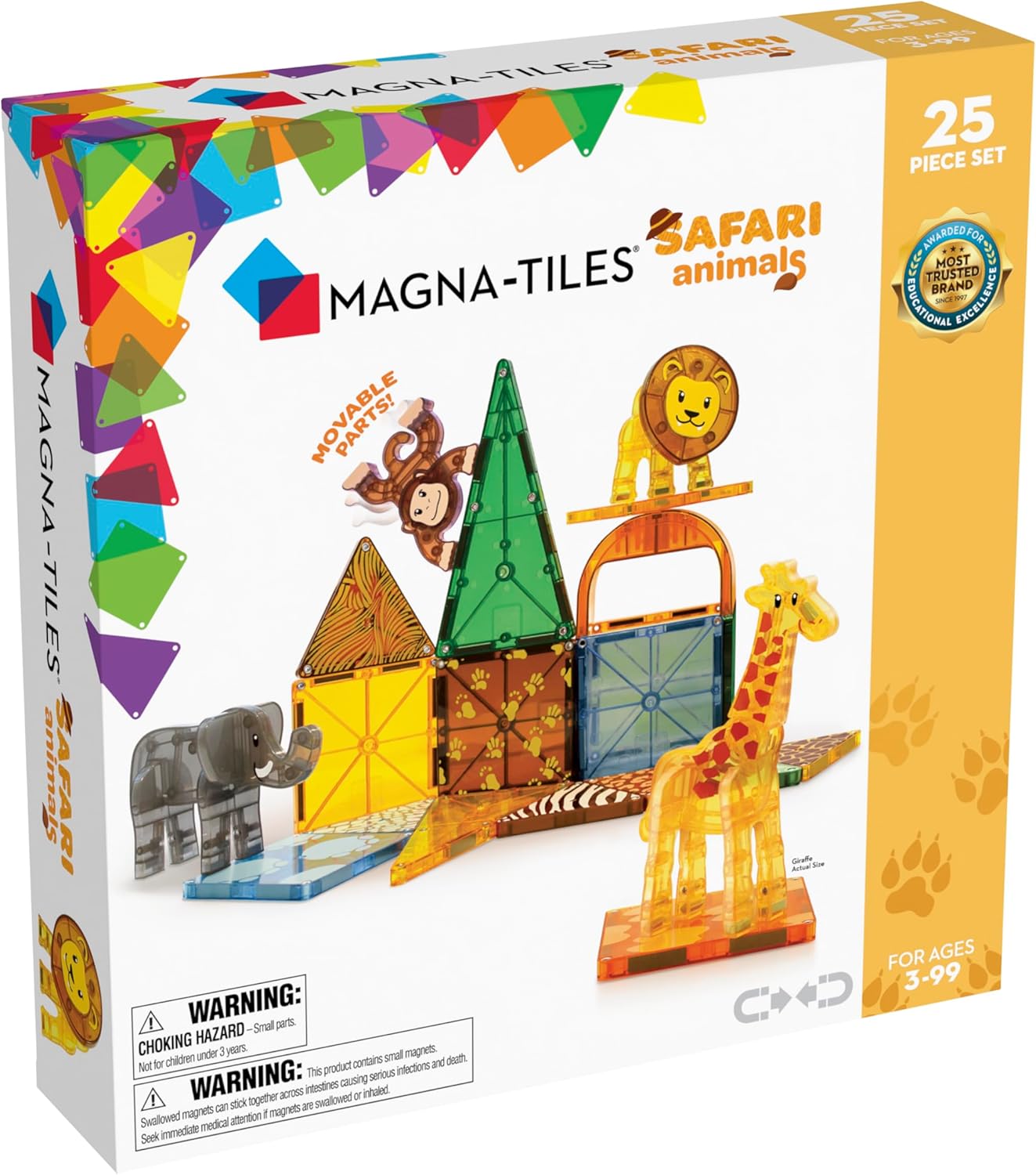 MAGNA-TILES Safari Animals 25-Piece Magnetic Construction Set, The ORIGINAL Magnetic Building Brand Nirvana Guru