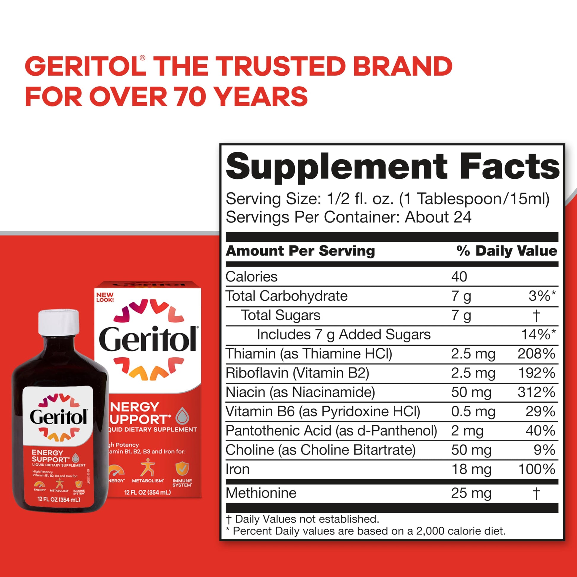 Geritol Liquid Vitamin and Iron Supplement, Energy Support, Contains High Potency B-Vitamins and Iron, Pleasant Tasting, Easy to Swallow, No Artificial Sweeteners, Non-GMO, 12 Oz Nirvana Guru
