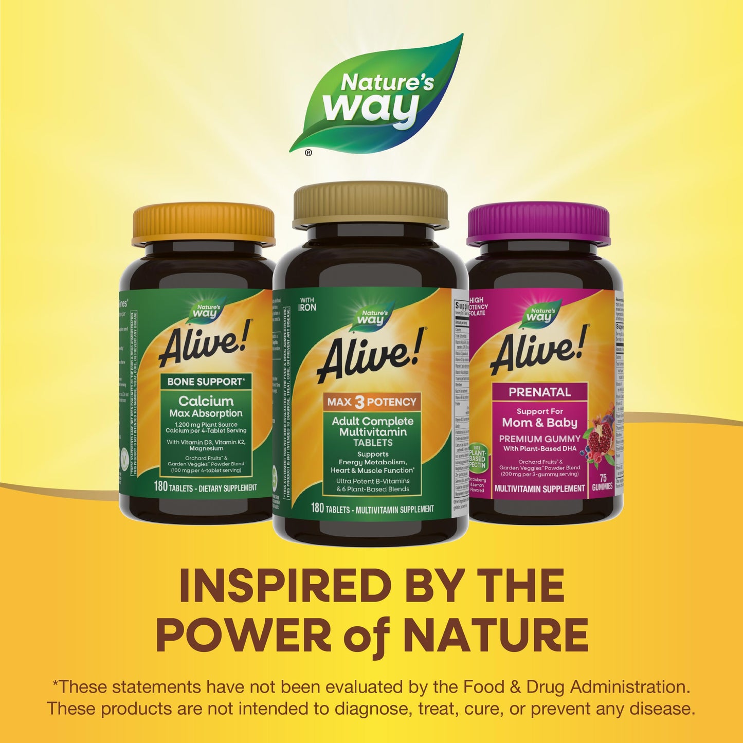 Nature's Way Alive! Max3 Potency Adult Complete Multivitamin, Ultra Potency B-vitamins to Support Energy Metabolism*, with Methylated B12 and Folate, 180 Tablets - Nirvana Guru