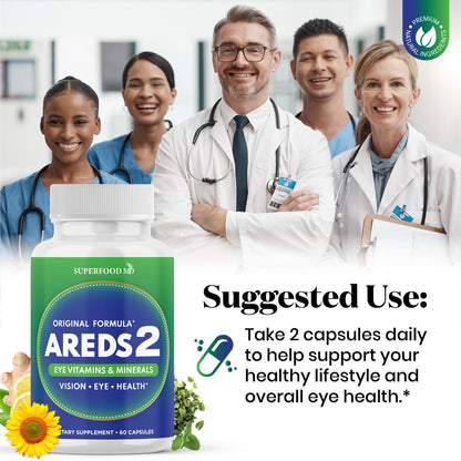 AREDS 2 Eye Vitamin & Mineral Supplement, Contains Lutein, Vitamin C, Zeaxanthin, Zinc & Vitamin E with Added Copper - 120 Count Nirvana Guru