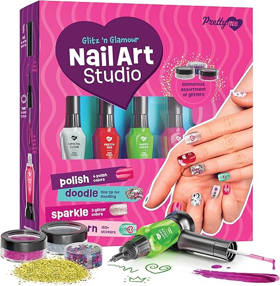 Nail Art Studio for Girls - Birthday Gift - Nail Polish Kit for Kids Ages 7-12 Years Old - Girl Gifts Ideas - Gift Set - Girly Stuff - Polish, Pens, Glitter, Stickers, Gems, Filer - 8 9 10 11 12 Year nirvanaguru