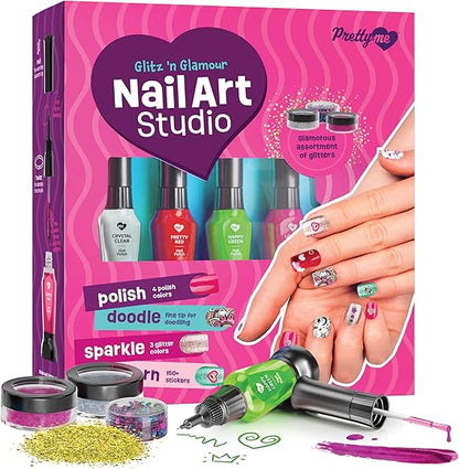 Nail Art Studio for Girls - Birthday Gift - Nail Polish Kit for Kids Ages 7-12 Years Old - Girl Gifts Ideas - Gift Set - Girly Stuff - Polish, Pens, Glitter, Stickers, Gems, Filer - 8 9 10 11 12 Year nirvanaguru