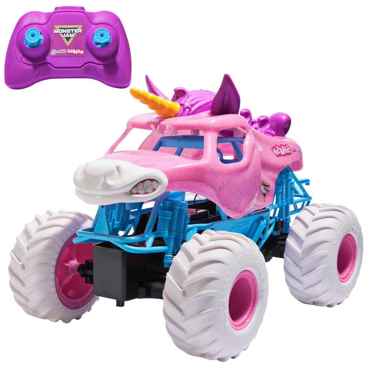Monster Jam, Official Sparkle Smash Remote Control Vehicle Indoor & Outdoor, 1:15 Scale, 2.4 GHz, Toys for Boys and Girls Ages 4 and Up