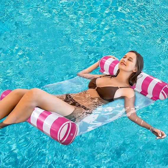 JUXIAO 5 Pack Upgrated XL Water Pool Floats, 4-in-1 (Hammock, Saddle, Lounge Chair, Drifter) Multi-Purpose Water Pool Float, Non-Stick PVC Material nirvanaguru