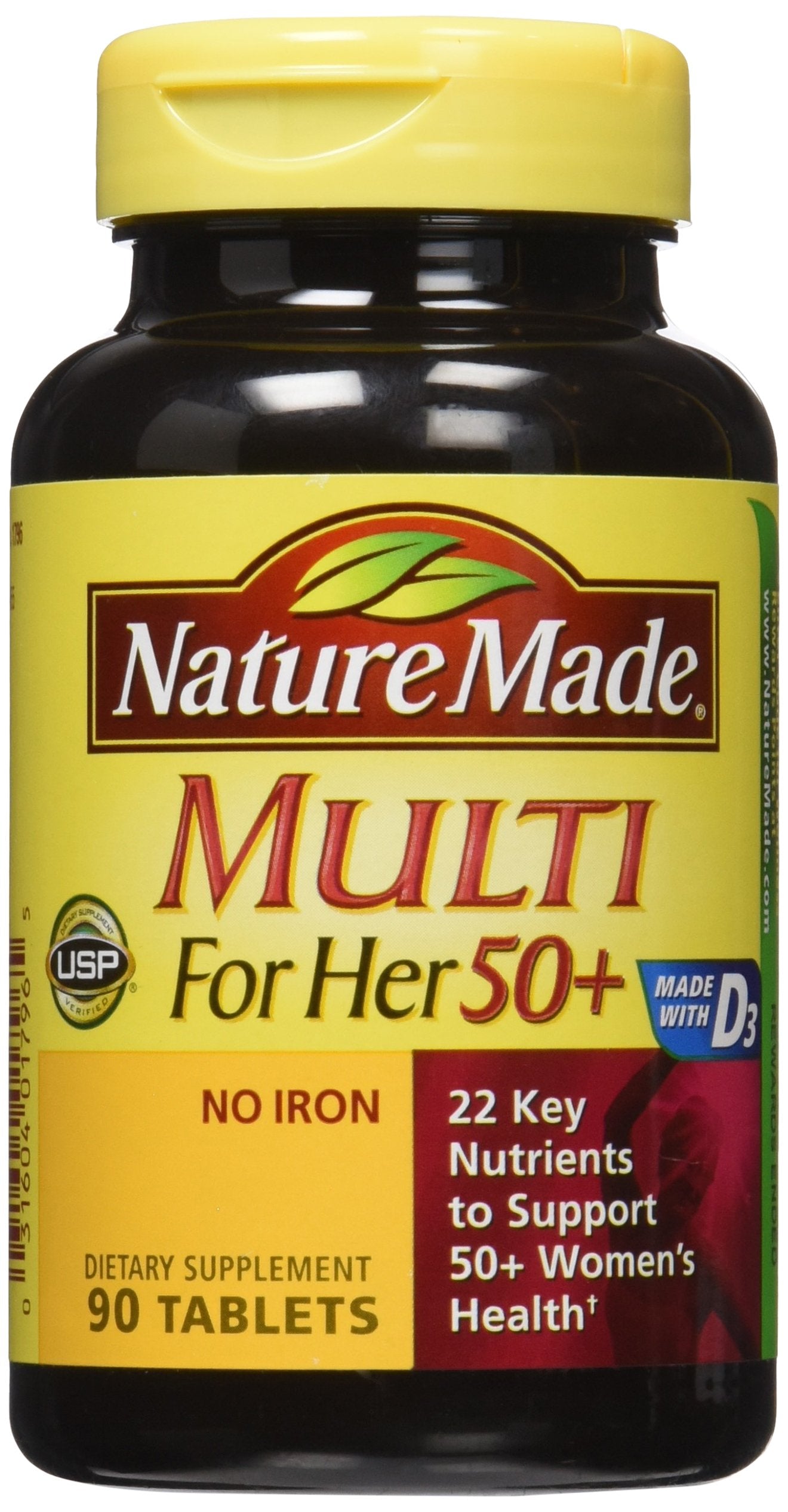 Nature Made Multivitamin For Her 50+ with No Iron, Womens Multivitamin for Daily Nutritional Support, Multivitamin for Women, 90 Tablets, 90 Day Supply - Nirvana Guru