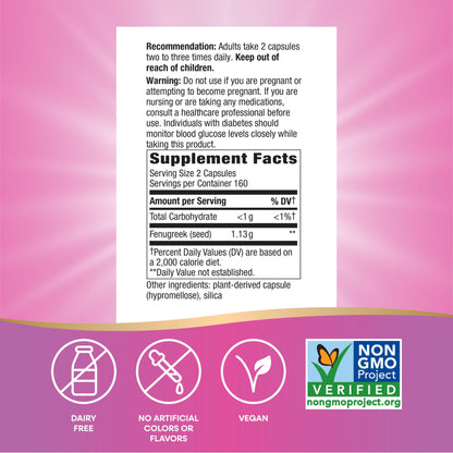 Nature's Way Fenugreek Seed Supplement, Fenugreek for Traditional Breastfeeding Lactation Support*, Non-GMO Project Verified, Vegan, 100 Capsules (Packaging May Vary) Nirvana Guru