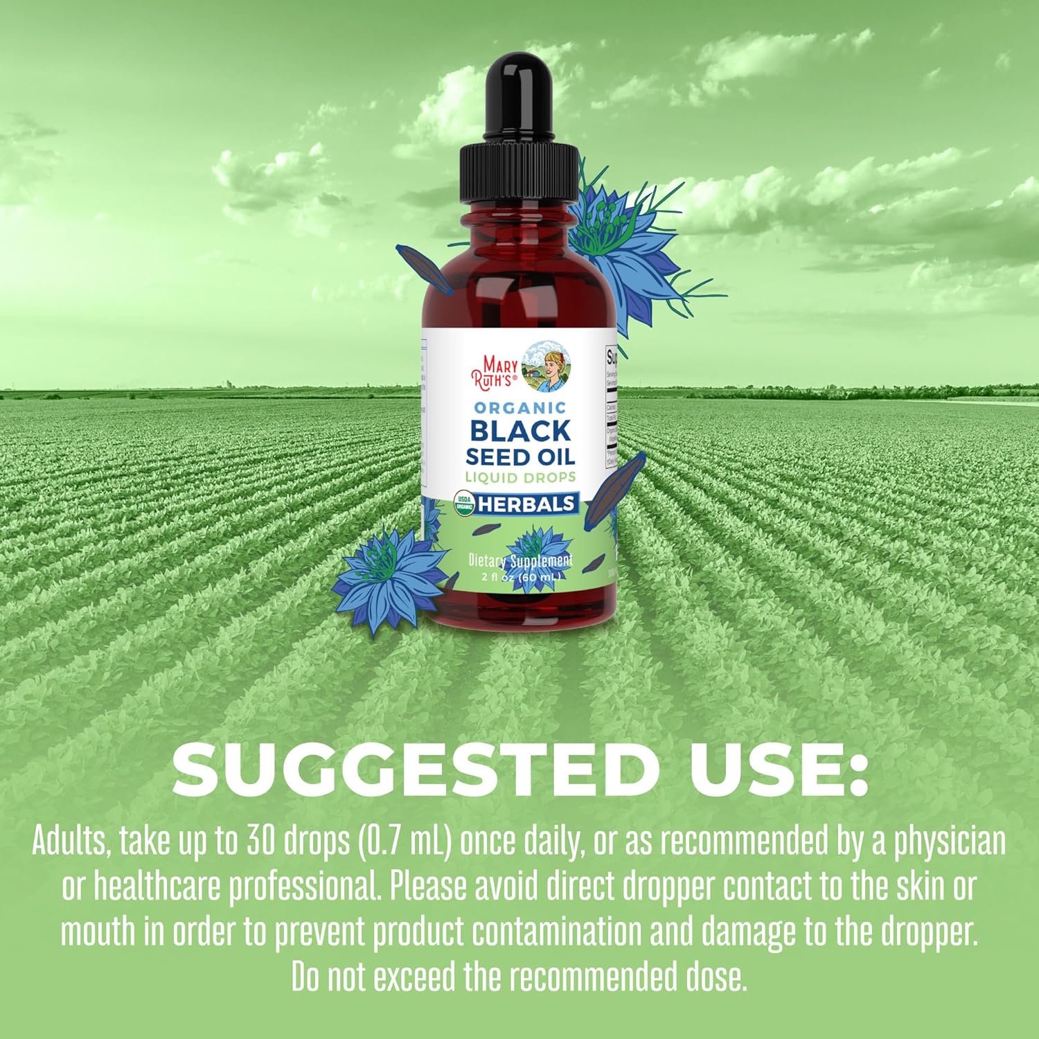 MaryRuth Organics Black Seed Oil Liquid Drops Cold Pressed, 3 Month Supply, USDA Organic Black Cumin Seed Oil, Immune Support, Respiratory Health, Sugar Free, Vegan, Non-GMO, Gluten Free, 2 Fl Oz - Nirvana Guru