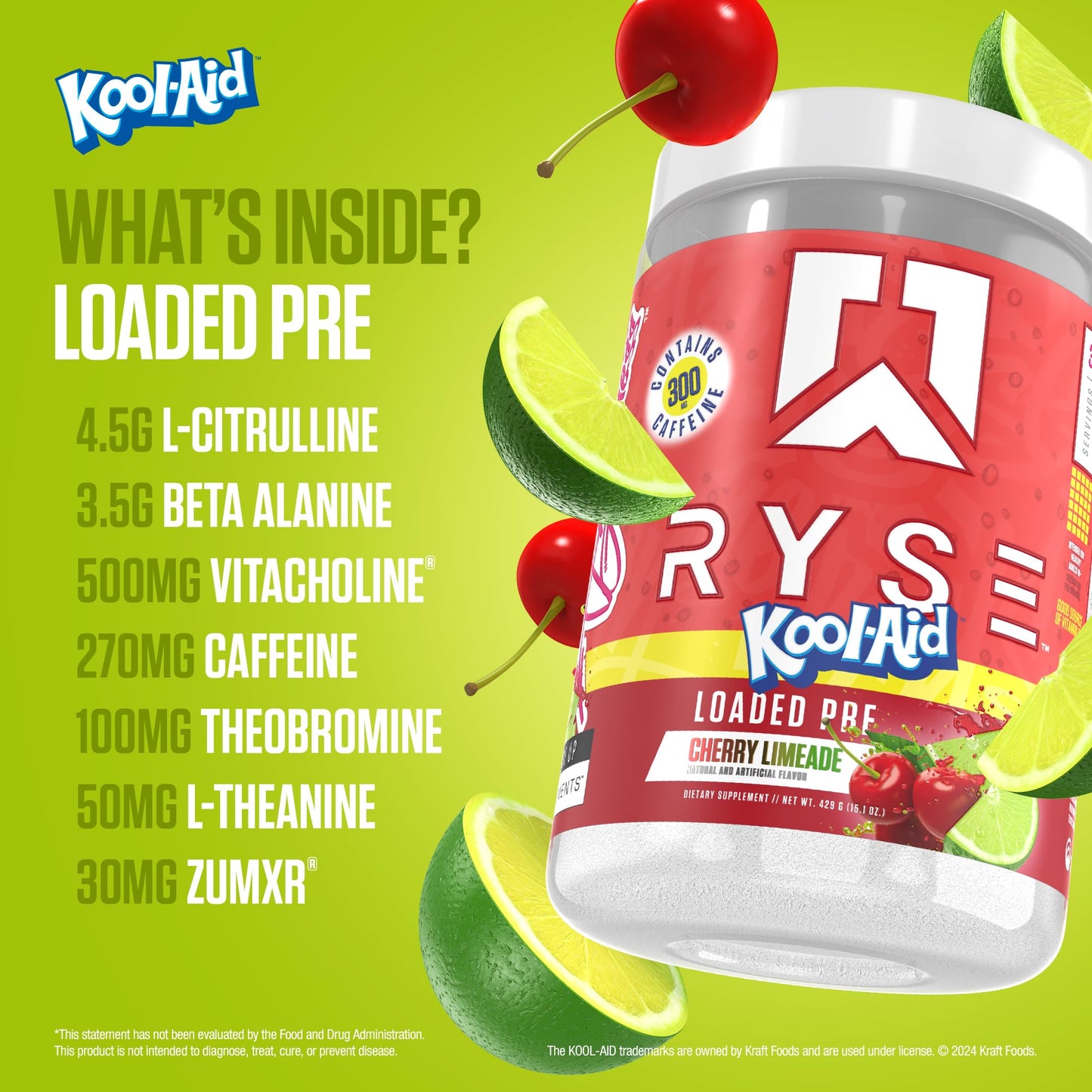 RYSE Loaded Pre Workout Powder - Ring Pop Cherry - Daily Pre-Workout for Men & Women with 325mg Caffeine, Beta Alanine, and Citrulline for Pump, Focus, and Energy - 30 Servings Nirvana Guru