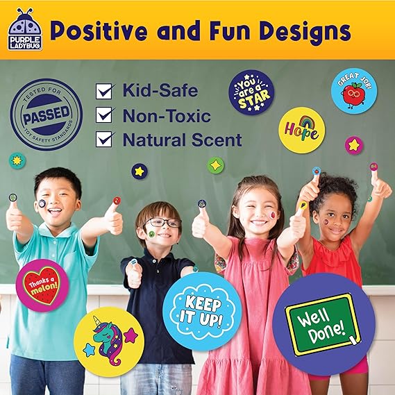 Purple Ladybug 1260 Variety Scratch and Sniff Stickers - 15 Unique Scents - Fun and Motivational Rewards for Kids and Teachers Must Haves, Smelly Sticker for Classroom, & Back to School Gift nirvanaguru