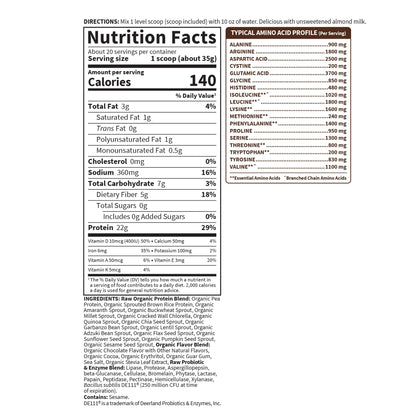 Vegan Protein Powder - Chocolate Organic Protein Powder, 22g Plant Based Protein & BCAAs, Probiotics & Digestive Enzymes - Garden of Life, Gluten & Lactose Free 1.5 LB - Nirvana Guru