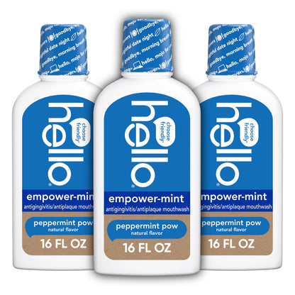 Hello Peace Out Plaque, Antigingivitis Alcohol Free Mouthwash, Natural Mint with Aloe Vera and Coconut Oil, Fluoride Free, Vegan, SLS Free and Gluten Free, 16 Ounce (Pack of 3) Nirvana Guru