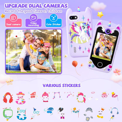 Kids Smart Phone for Girls Gifts - Toddler Christmas Birthday Gift for Age 3 4 5 6 Year Old, Kids Cell Phone Toy with Touchscreen, Dual Cameras, Learning, Kid Mp3 Player, Games with 32 GB Card Nirvana Guru