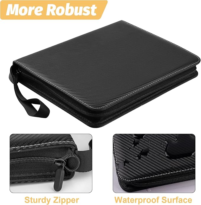 9 Pocket Card Binder, Premium Zip Trading Card Binder, 720 Double Sided Pocket PU Collection Binder, Collector Album, Card Folder for MTG, TCG, Sports Cards, (Black) nirvanaguru