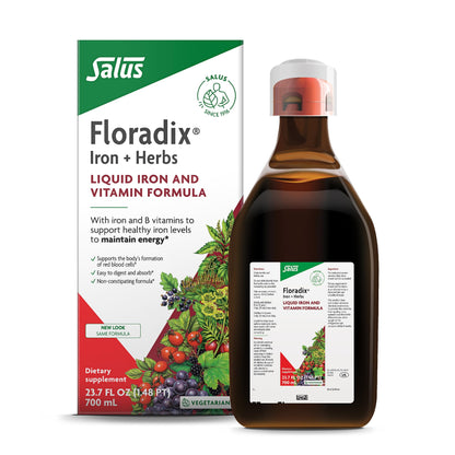 Floradix by Salus Iron & Herbs - Liquid Herbal Supplement for Energy Support* - Iron Supplement with Vitamin C & B Complex Vitamins - for Men & Women - 8.5 Fl Oz Nirvana Guru