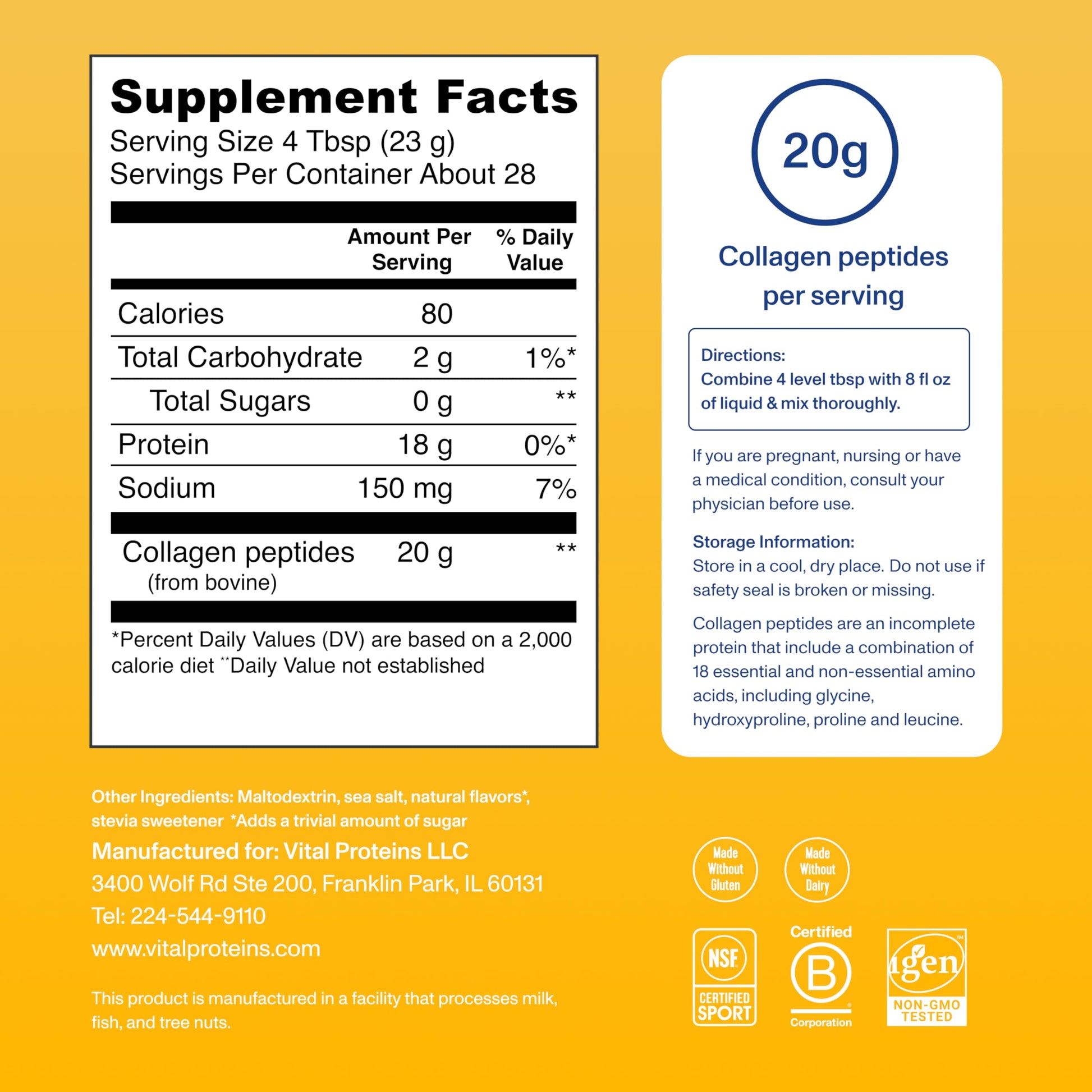 Vital Proteins Collagen Peptides Powder - Supports Hair, Nail, Skin, Bone & Joint Health, Unflavored, Collagen Protein 9.33 OZ - Nirvana Guru