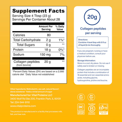 Vital Proteins Collagen Peptides Powder - Supports Hair, Nail, Skin, Bone & Joint Health, Unflavored, Collagen Protein 9.33 OZ - Nirvana Guru