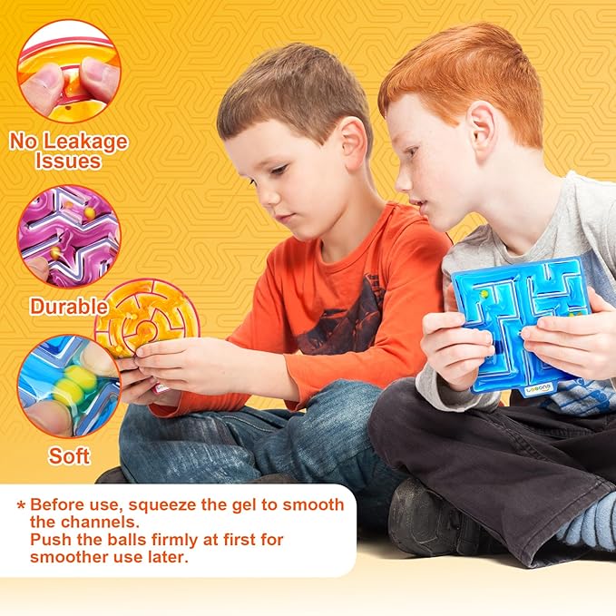 Squishy Toys Sensory Fidget Toys for Kids: 4 Pack Maze Sensory Toys for Autism - Fidget Toys with Filled Goo for Calming Down Classroom Travel nirvanaguru