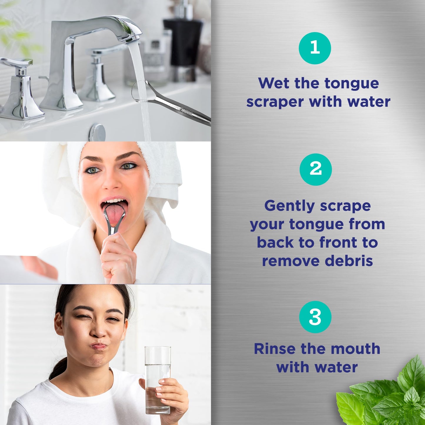 GuruNanda Tongue Scraper for Adults (2 Pack) with Travel Case, 420 Medical-Grade 100% Stainless Steel Tongue Cleaner, Aids in Fresh Breath & Oral Care Nirvana Guru